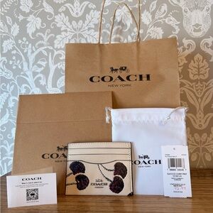 Coach Slim ID Card Holder Glitter Cherries comes w/ Tags, Dustbag, Box, Bag NWT
